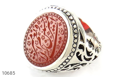 انگشتر نقره عقیق یمنی قرمز ارزشمند مردانه دست ساز [امیری حسین و نعم الامیر] - 10685